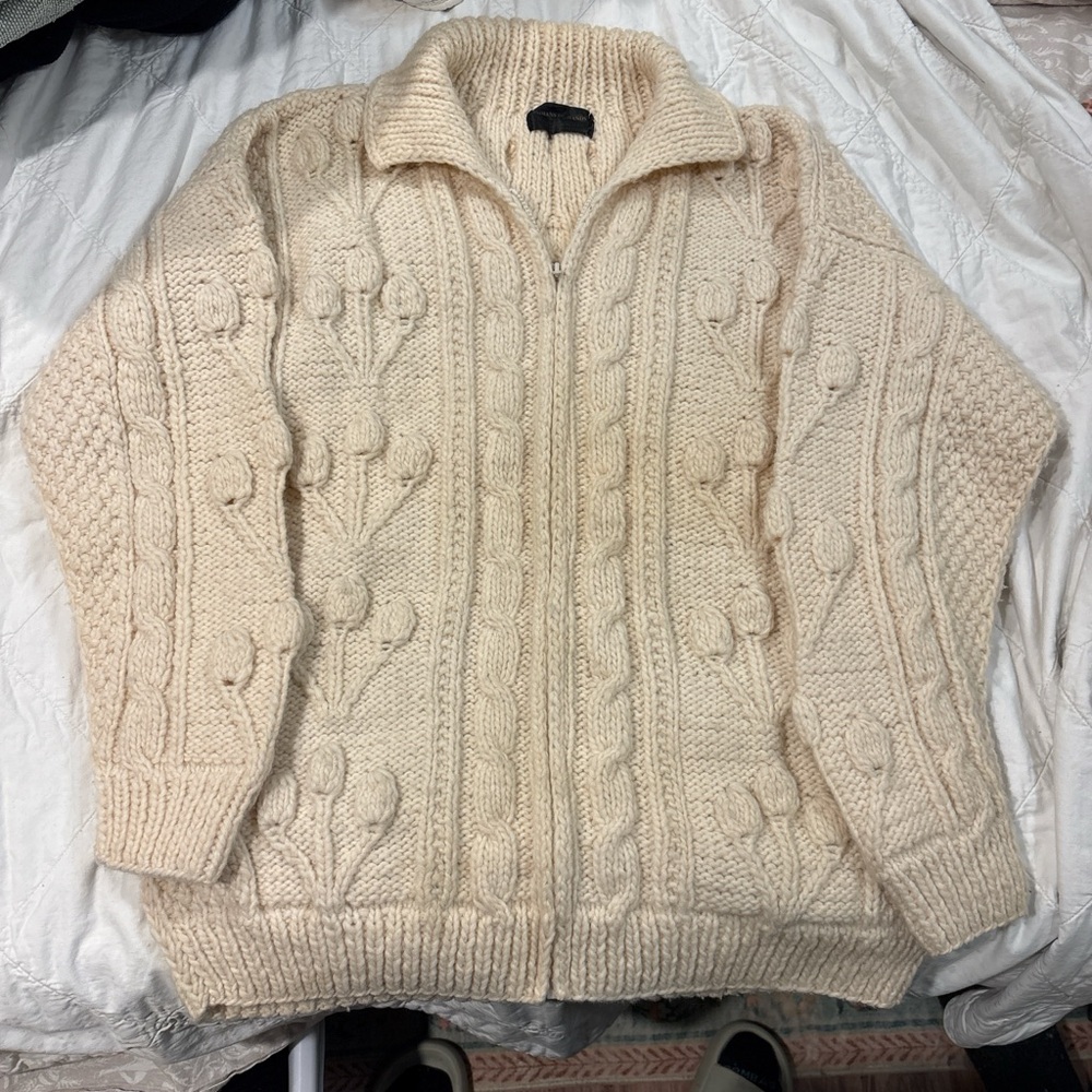 Handmade Oversized Cream Knit Cardigan